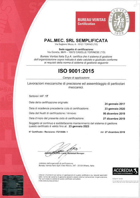 Palmec UNI EN ISO 9001:2000